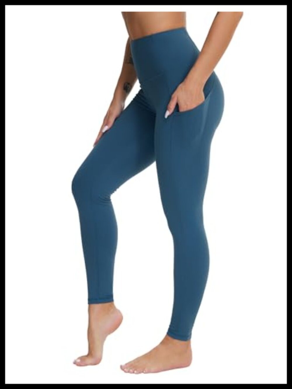High Waist Yoga Pants with Pockets Women Running Leggings Athletic Workout